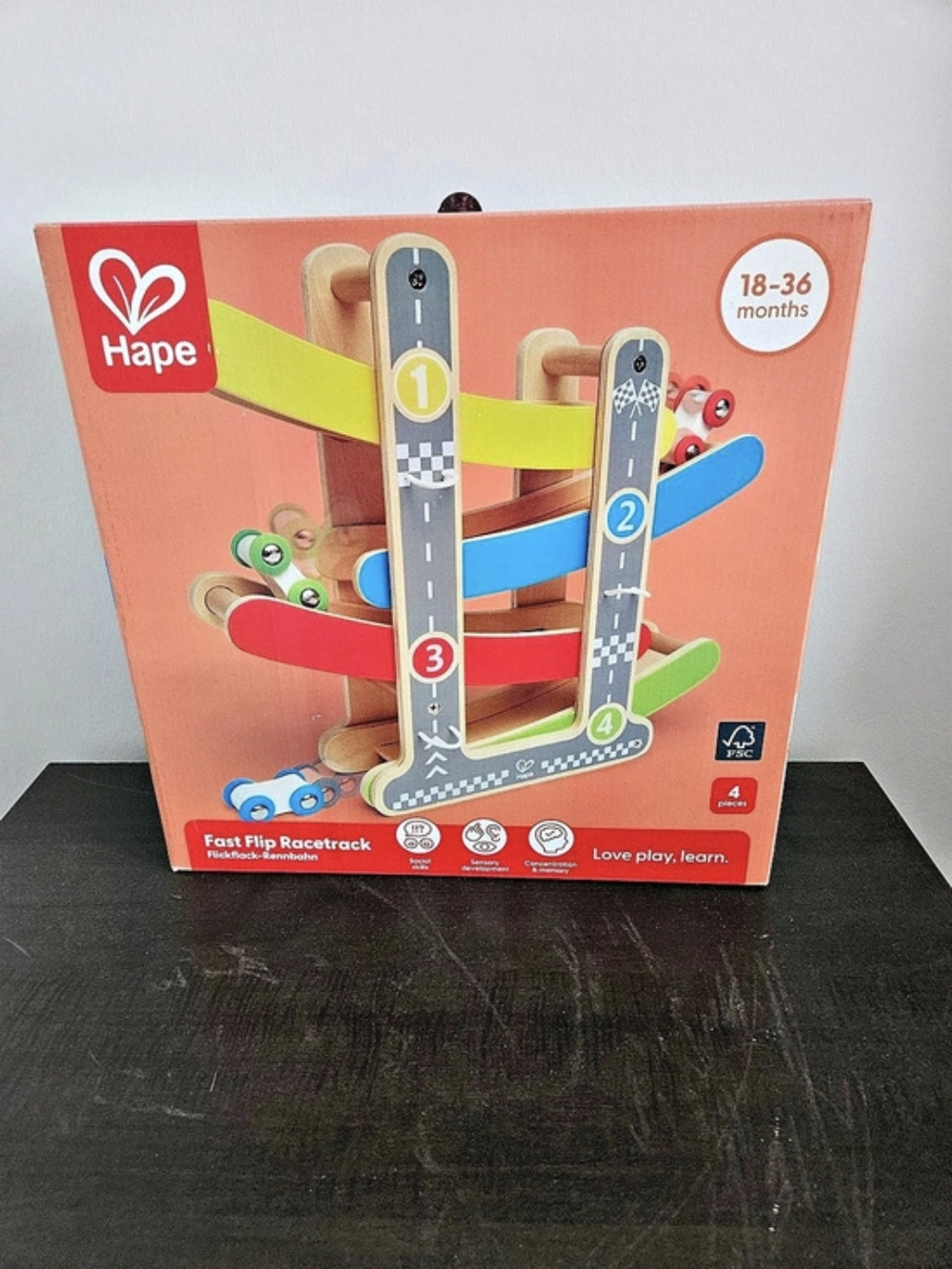 Hape First Flip Racetrack Wooden Toy BNIB